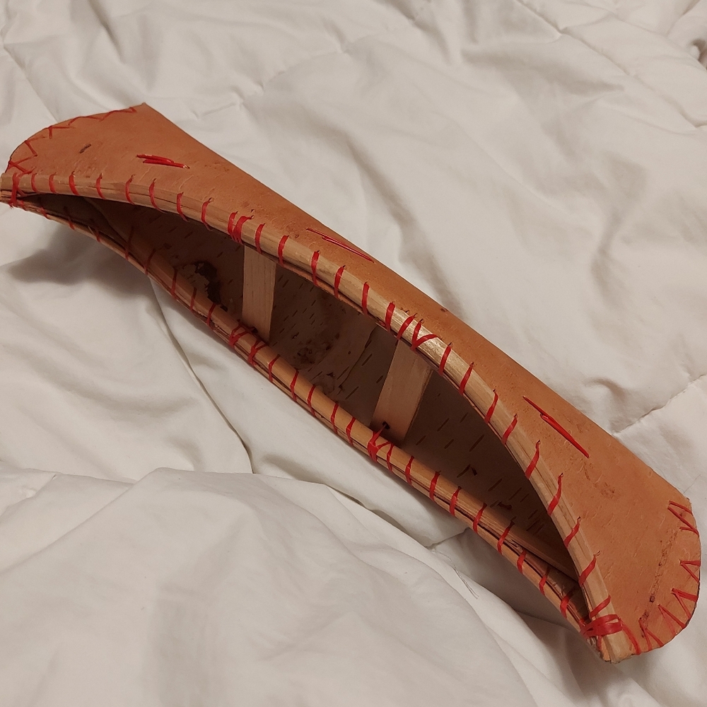 Handmade by first nations  birchbark canoe  replica of natives canoes ie ojibwa